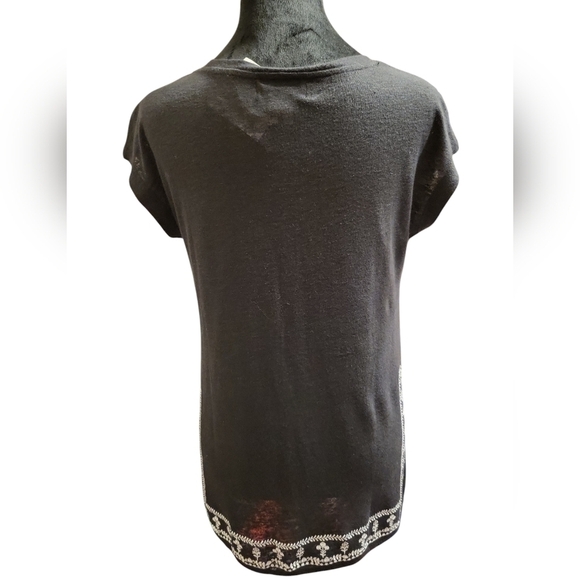 Liz Claiborne Petite Small black with Embroidered linen top - Picture 3 of 10